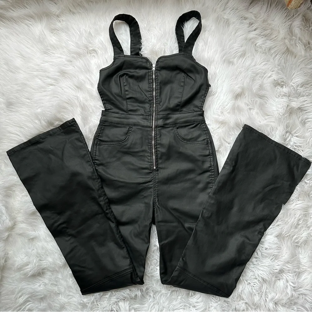 Free People • We The Free Crvy 2nd Ave Leather One Piece Jumpsuit Open Back - Picture 5 of 13